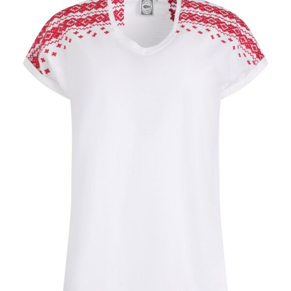 Weird Fish Tildare Organic Cotton Embroidered T-Shirt Crimson Size 12