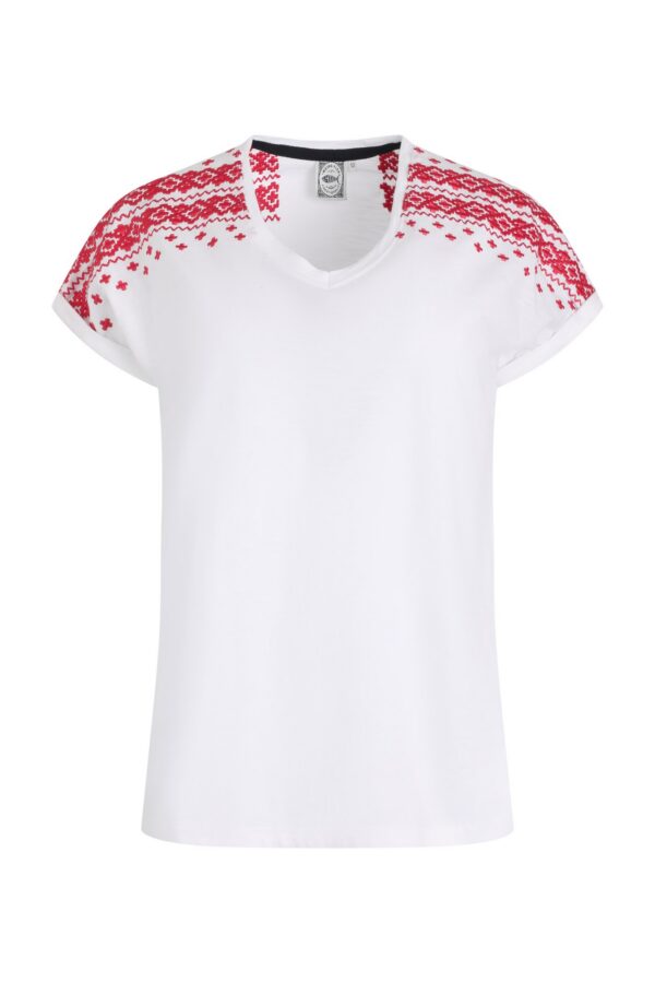 Weird Fish Tildare Organic Cotton Embroidered T-Shirt Crimson Size 12