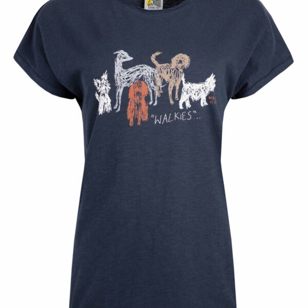 Weird Fish Walkies Front Print Graphic T-Shirt Navy Size 10