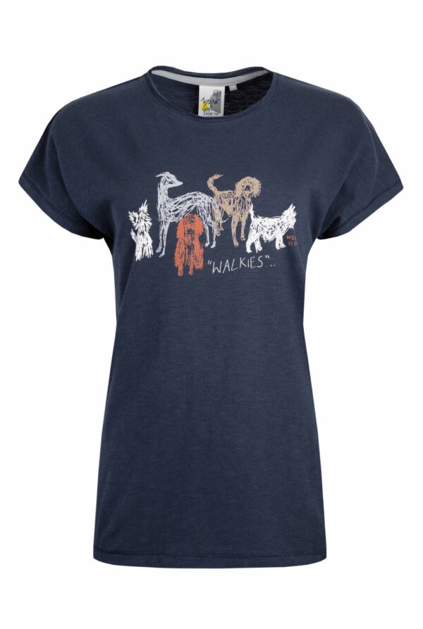 Weird Fish Walkies Front Print Graphic T-Shirt Navy Size 10