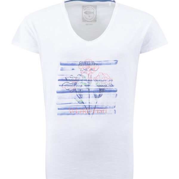 Weird Fish Watercolour Flower Front Print Graphic T-Shirt White Size 10