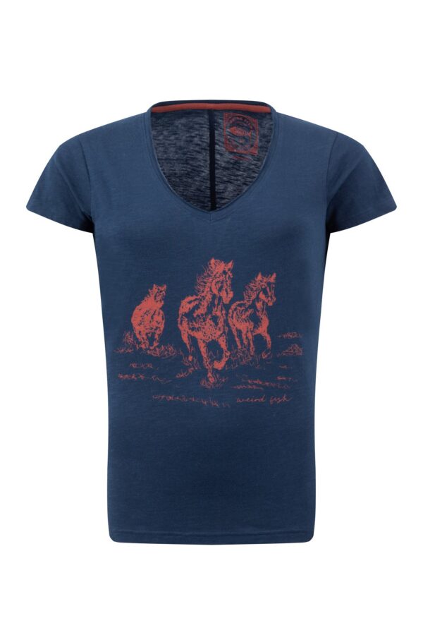 Weird Fish Wild Ponies Front Print Graphic T-Shirt Navy Size 10