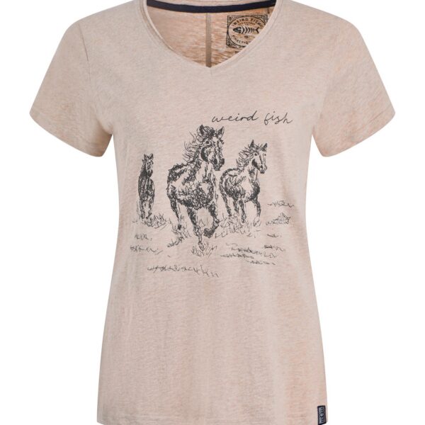 Weird Fish Wild Ponies Front Print Graphic T-Shirt Sand Dune Size 10