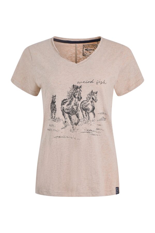 Weird Fish Wild Ponies Front Print Graphic T-Shirt Sand Dune Size 10