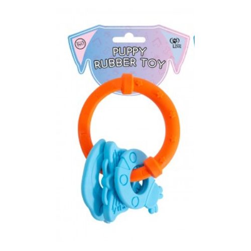 World Of Pets Rubber Animal Ring Small Dog Toy Assorted Colours