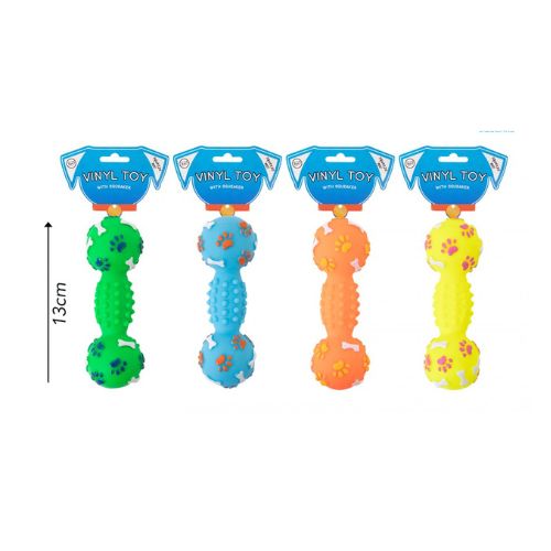World Of Pets Squeaky Vinyl Dumbbell Dog Toy Assorted Colours